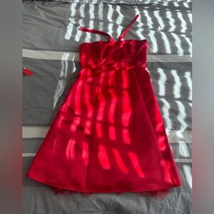 Scott McClintock red tiny bow halter dress